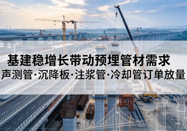 蕲春基建稳增长带动预埋监测管材需求，声测管、沉降板、注浆管订单持续放量